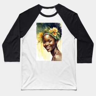 Watercolour print of a beautiful Black Queen Baseball T-Shirt